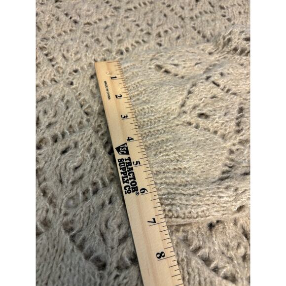Zara Cream Crochet Knit Sweater Size Medium Bell Sleeve - Picture 7 of 7